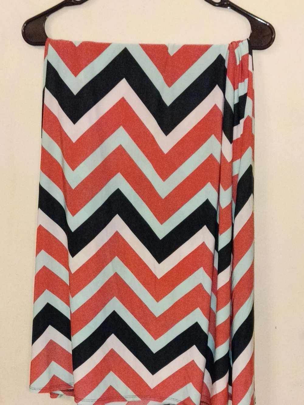 U Kiss Chevron Print Midi Skirt in Coral, Mint & Black Size Medium